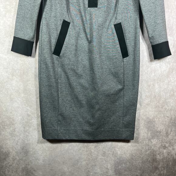 Etcetera Dress Womens 2‎ Gray Black Long Sleeves Button Front Midi Career Modern - Picture 3 of 10